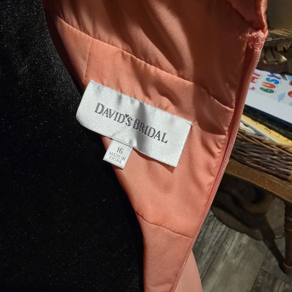 David's Bridal Coral Satin-Waist Maxi Dress - Picture 5 of 5